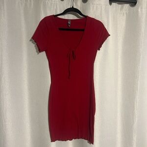 Alya Scarlet Ribbed Knit Dress